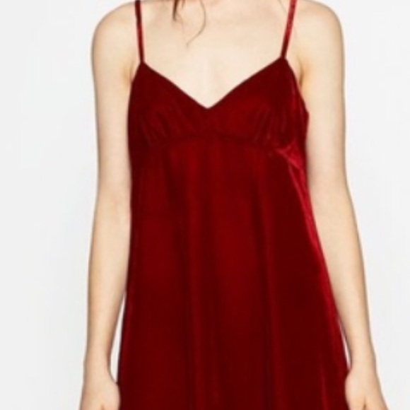 Zara NWOT Velvet Red Slip Midi Dress Small - Picture 2 of 6